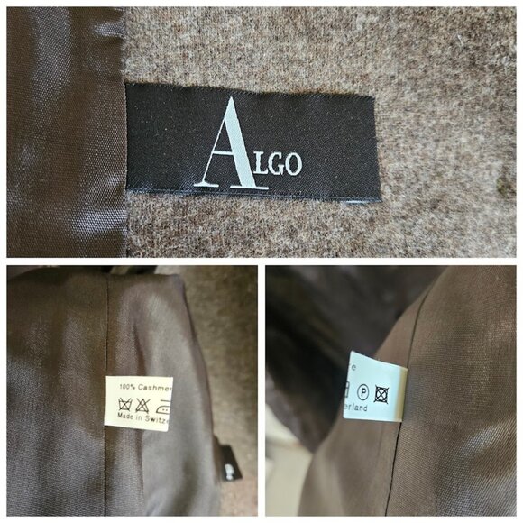 Algo 100% Cashmere Asymmetric Collar Button Front Jacket Brown XL - Picture 13 of 15